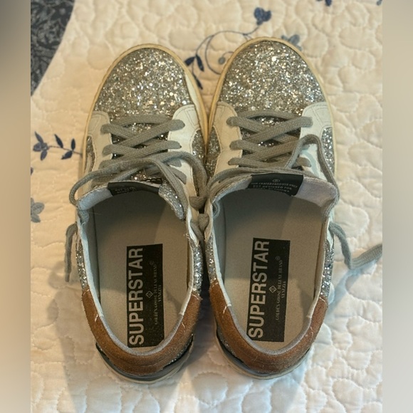 Glitter Silver and Brown Women's Sneakers - Picture 2 of 8